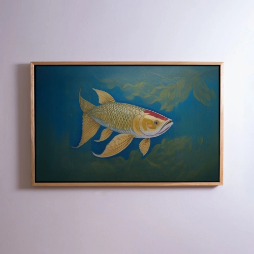 'THE LUCKY AROWANA' FRAMED CANVAS ART
