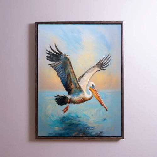 'PELICAN FRENZY' FRAMED CANVAS WALL ART