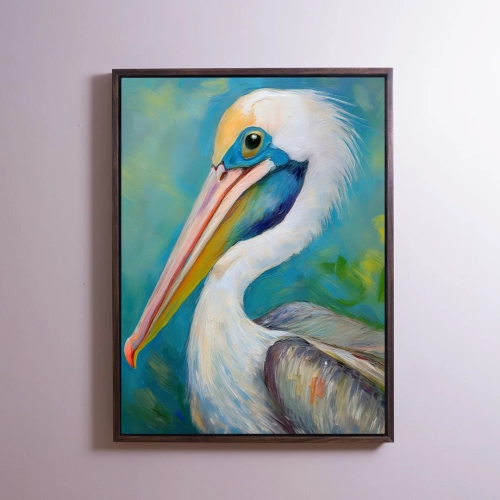 'PELICAN IN THE BAY' FRAMED CANVAS ART