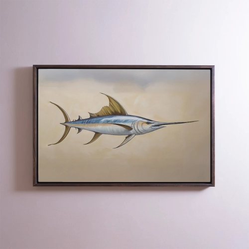 'ATLANTIC SWORD FISH' FRAMED CANVAS ART